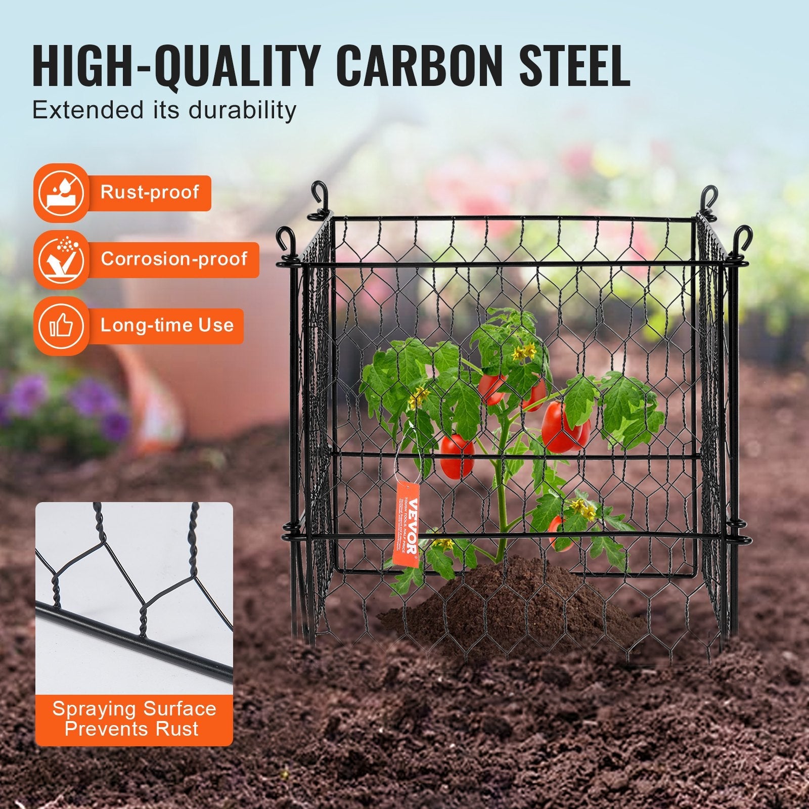 VEVOR 5 Pack Plant Protector from Animals 13.4'' x 13.4'' Metal Plant Cage 