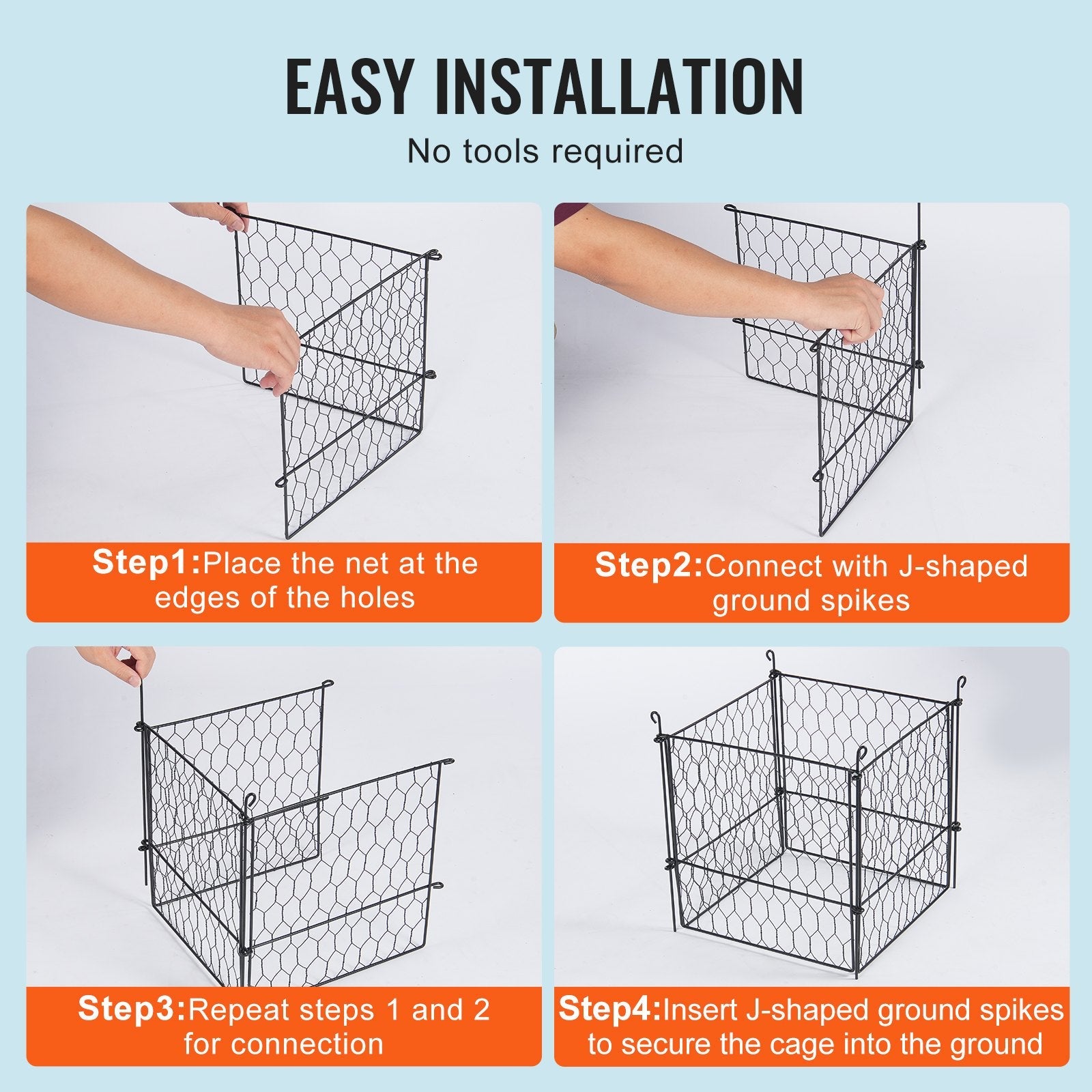 VEVOR 5 Pack Plant Protector from Animals 13.4'' x 13.4'' Metal Plant Cage 