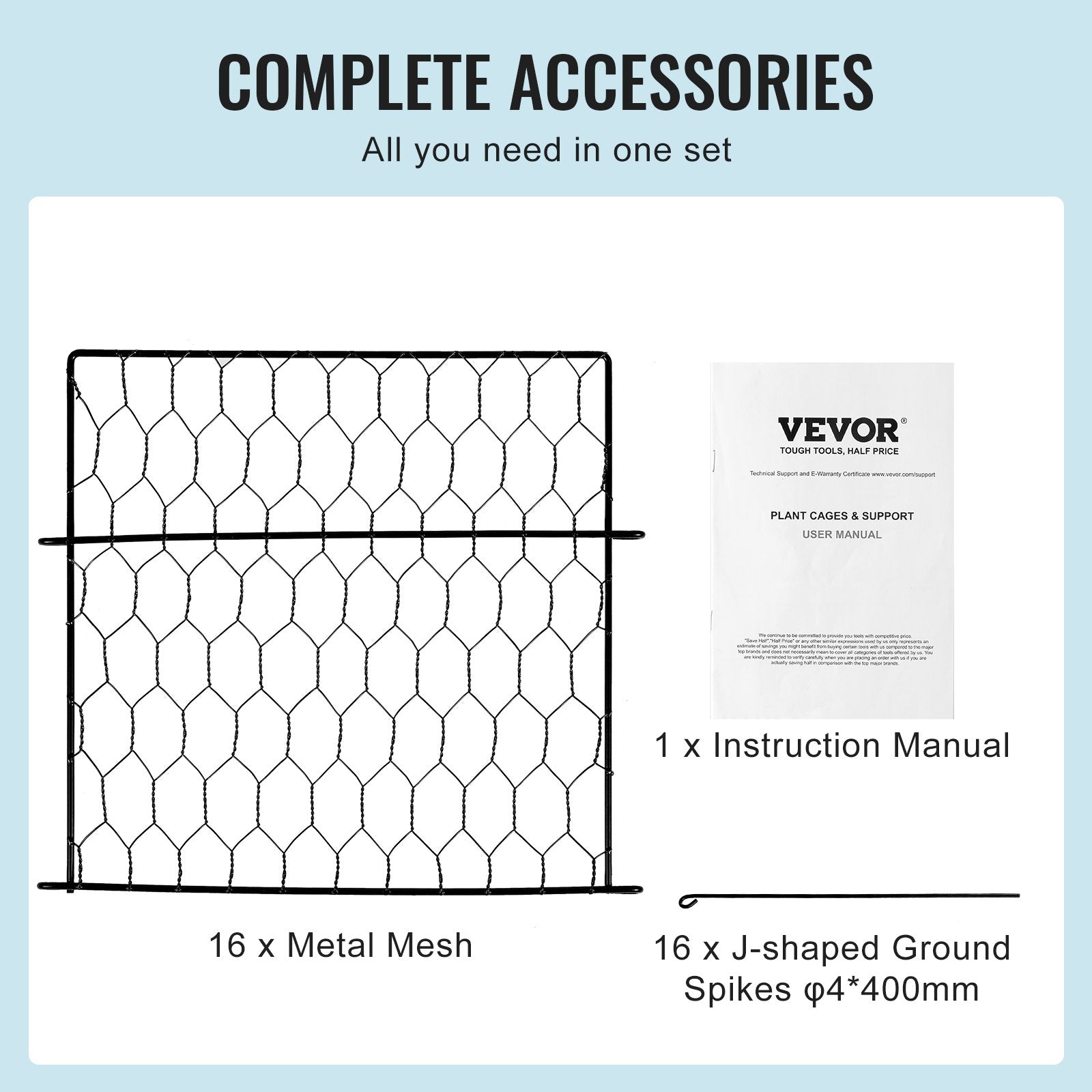 VEVOR 5 Pack Plant Protector from Animals 13.4'' x 13.4'' Metal Plant Cage 
