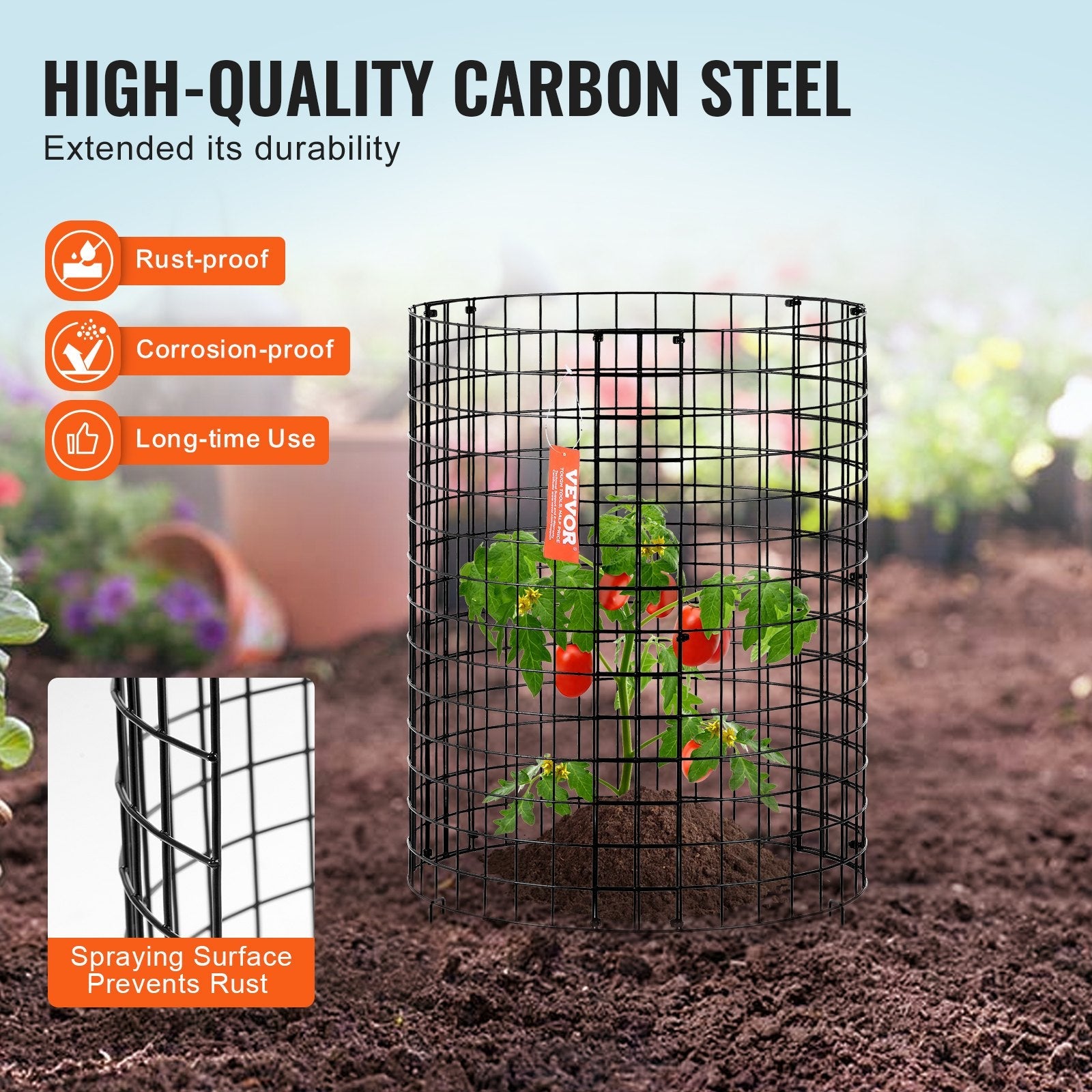 VEVOR 6 Pack Plant Protector from Animals 12.6'' Dia. x 14'' H Metal Plant Cage 