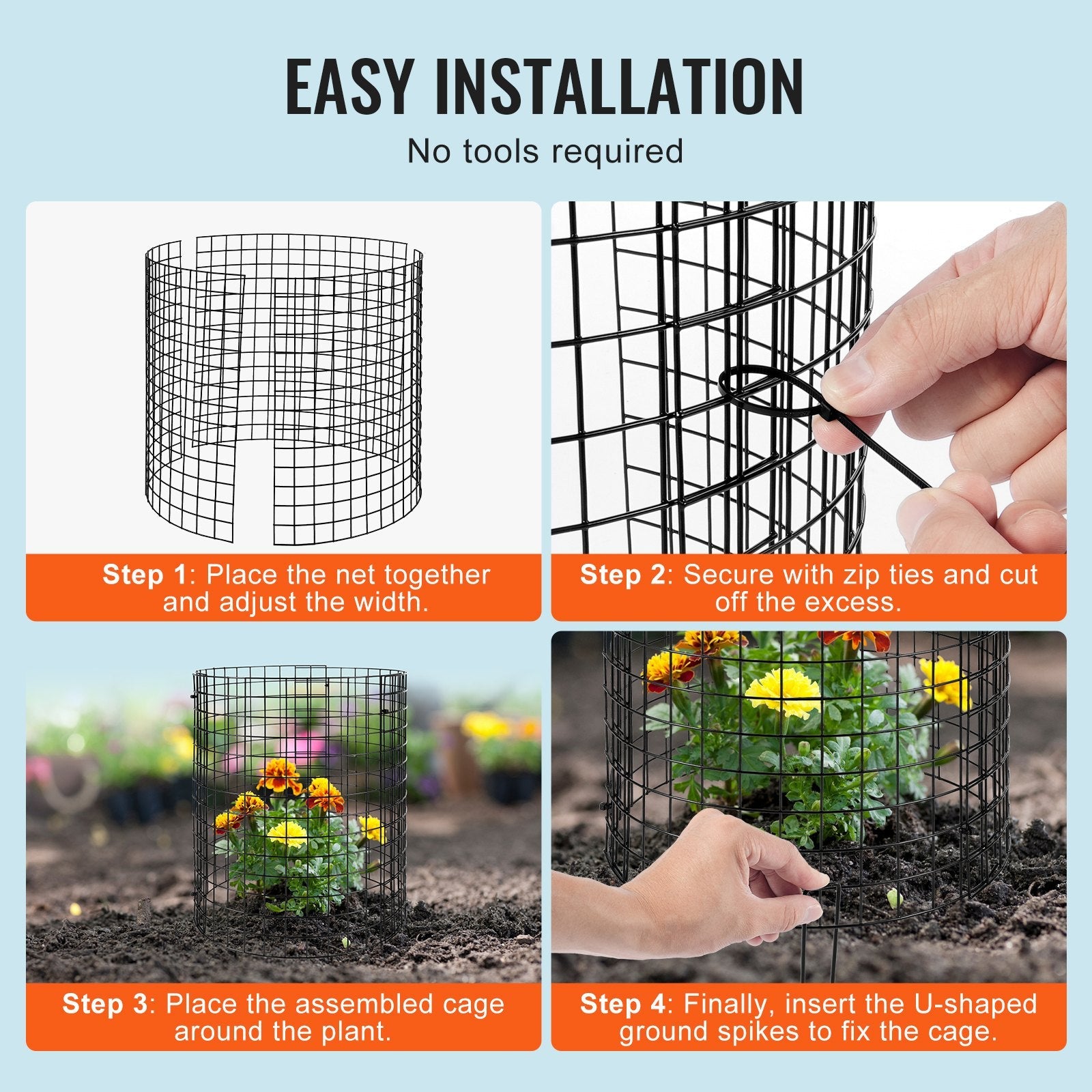 VEVOR 6 Pack Plant Protector from Animals 12.6'' Dia. x 14'' H Metal Plant Cage 