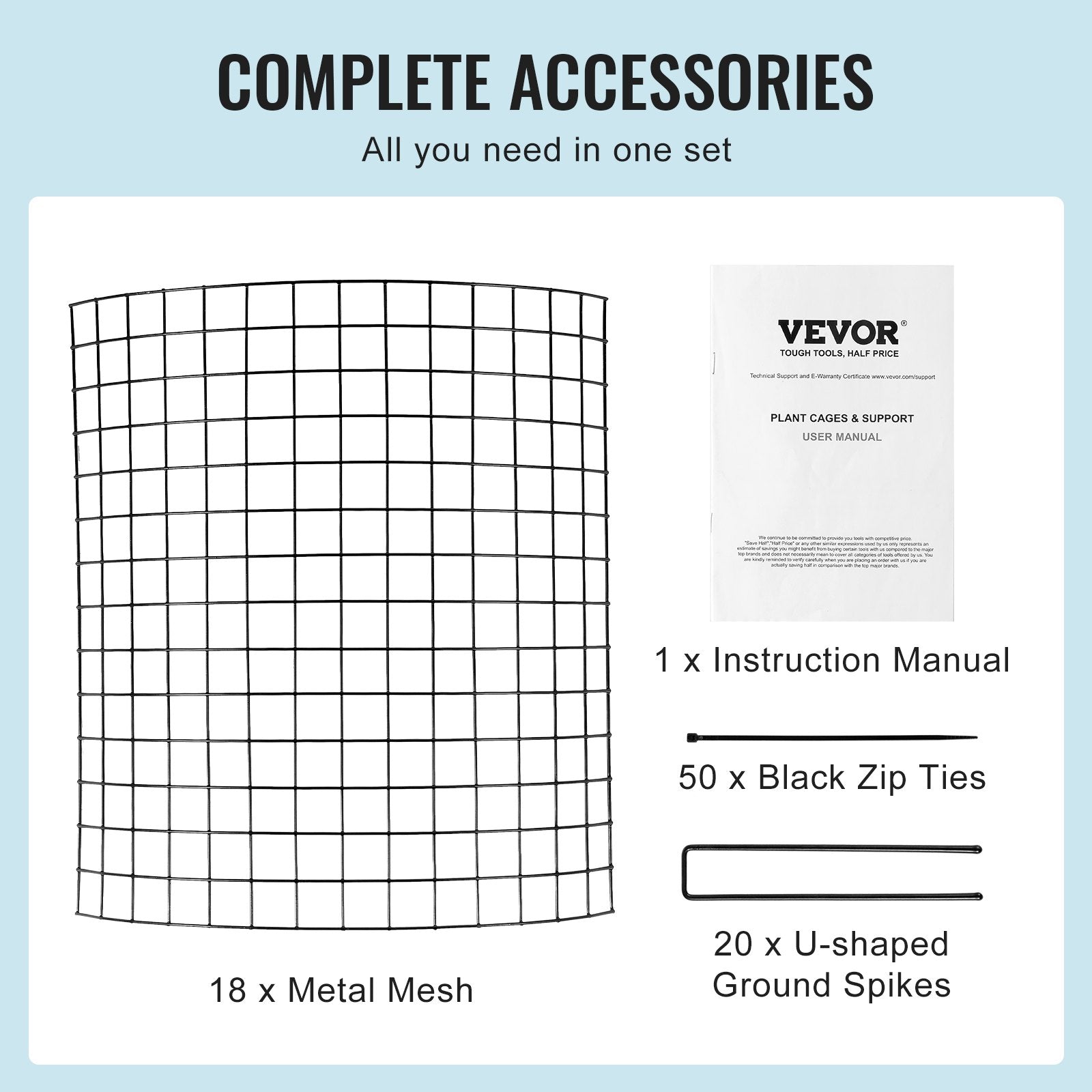VEVOR 6 Pack Plant Protector from Animals 12.6'' Dia. x 14'' H Metal Plant Cage 