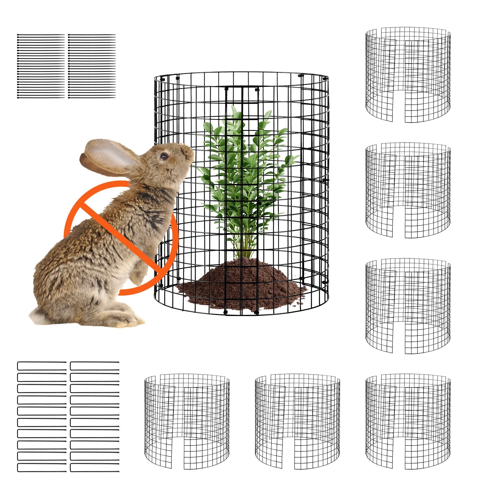 VEVOR 6 Pack Plant Protector from Animals 12.6'' Dia. x 14'' H Metal Plant Cage 