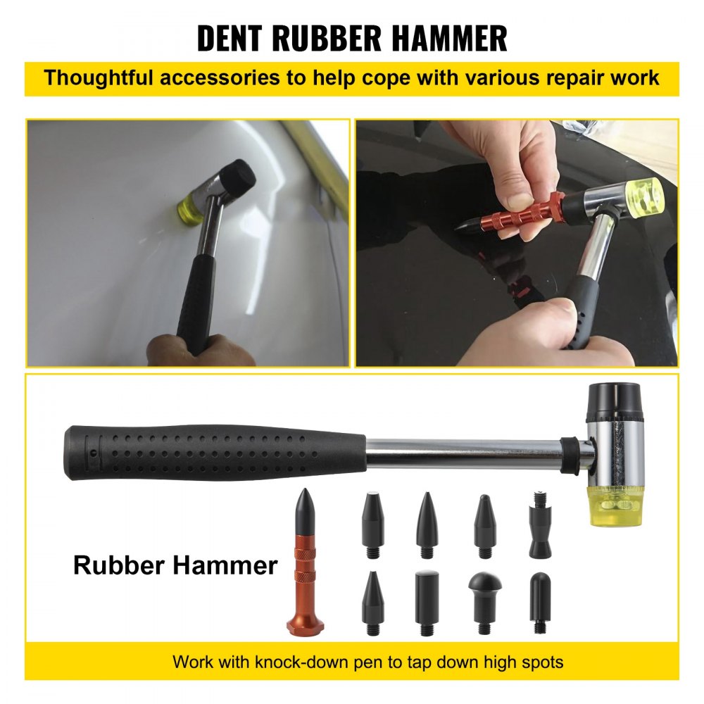 VEVOR Dent Puller Kit, 53 PCS Paintless Dent Repair Tool, Golden Lifter Puller Car Dent Repair Kit, Glue Puller Tabs Dent Puller Kit for Auto Dent Removal, Minor Dents, Door Dings and Hail Damage 