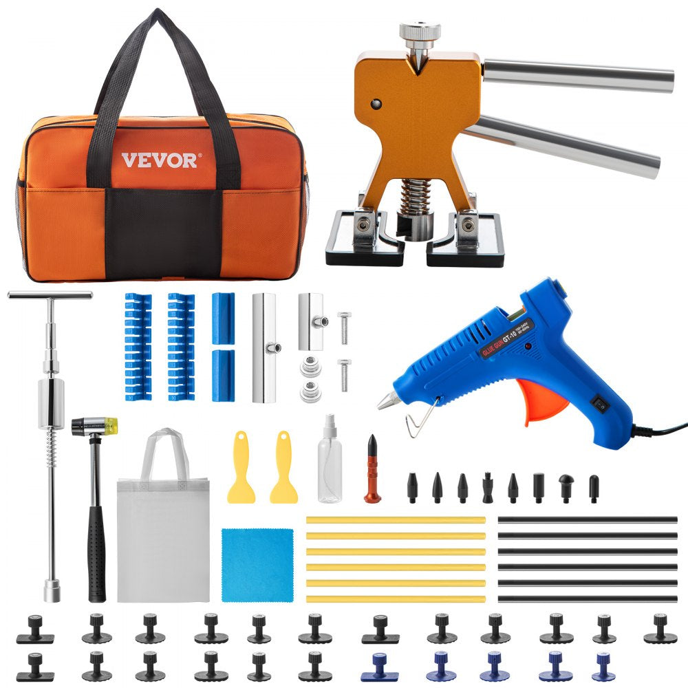 VEVOR Dent Puller Kit, 53 PCS Paintless Dent Repair Tool, Golden Lifter Puller Car Dent Repair Kit, Glue Puller Tabs Dent Puller Kit for Auto Dent Removal, Minor Dents, Door Dings and Hail Damage 