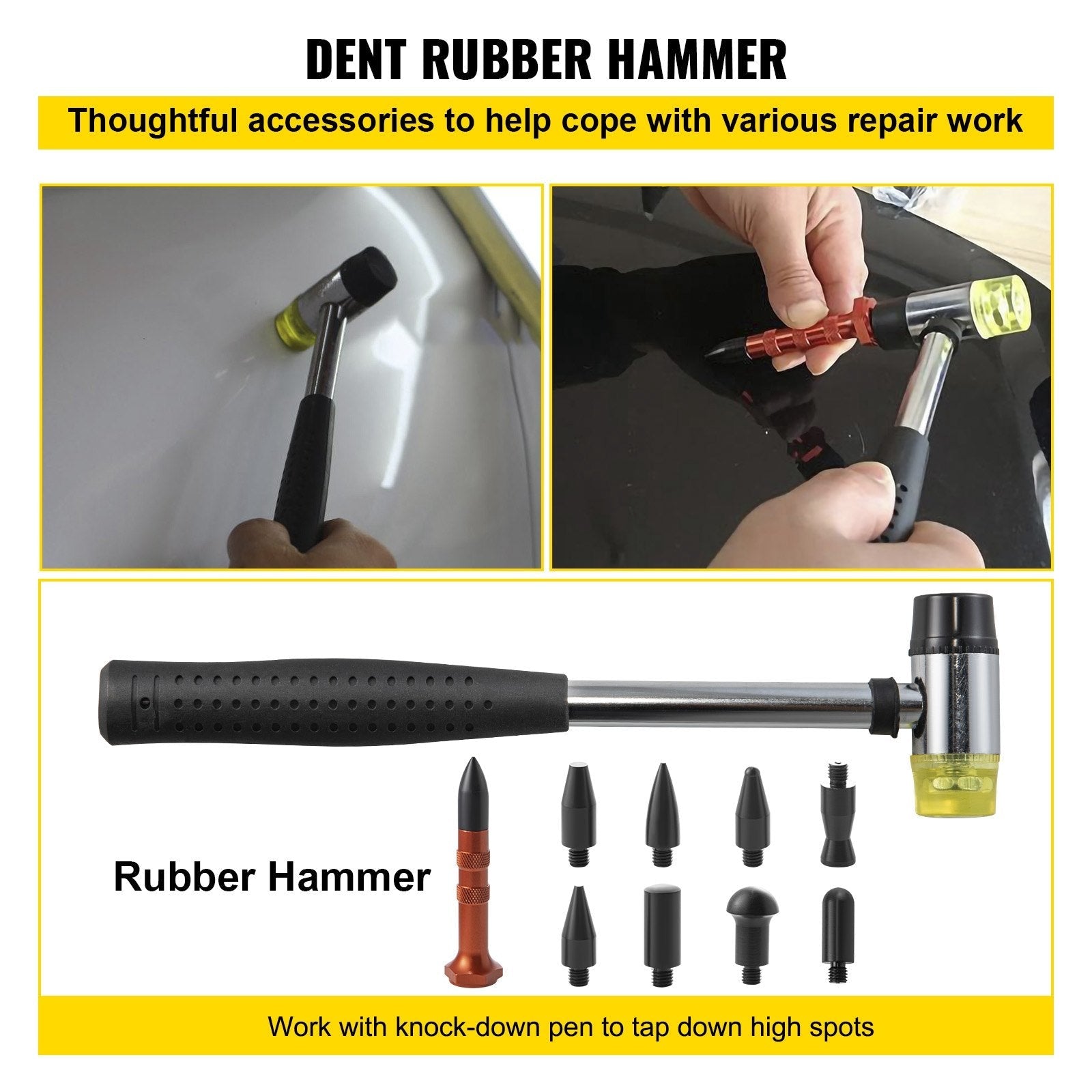 VEVOR Dent Removal Tool, 60 Pcs Paintless Dent Repair Tools, Puller and Lifter Dent Repair Kit, Glue Puller Tabs Dent Puller Kit for Auto Dent Removal, Minor Dents, Door Dings and Hail Damage 