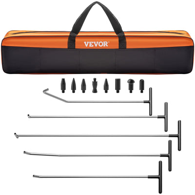 VEVOR Rods Dent Removal Kit, 13 Pcs Paintless Dent Repair Tool, 5 Pcs Stainless Steel Dent Rods, 8 Pcs Tapper Heads, Professional Hail Dent Removal Tool for Minor Dents, Door Dings and Hail Damage 