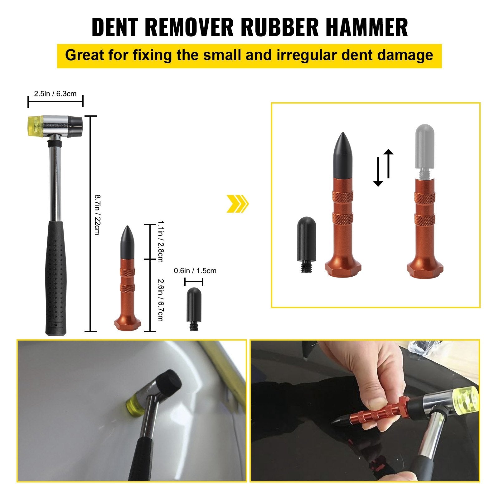 VEVOR Rods Dent Removal Kit, 20 Pcs Paintless Dent Repair Rods, Stainless Steel Dent Rods, Whale Tail Dent Repair Tools, Professional Hail Dent Removal Tool For Minor Dents, Door Dings And Hail Damage 