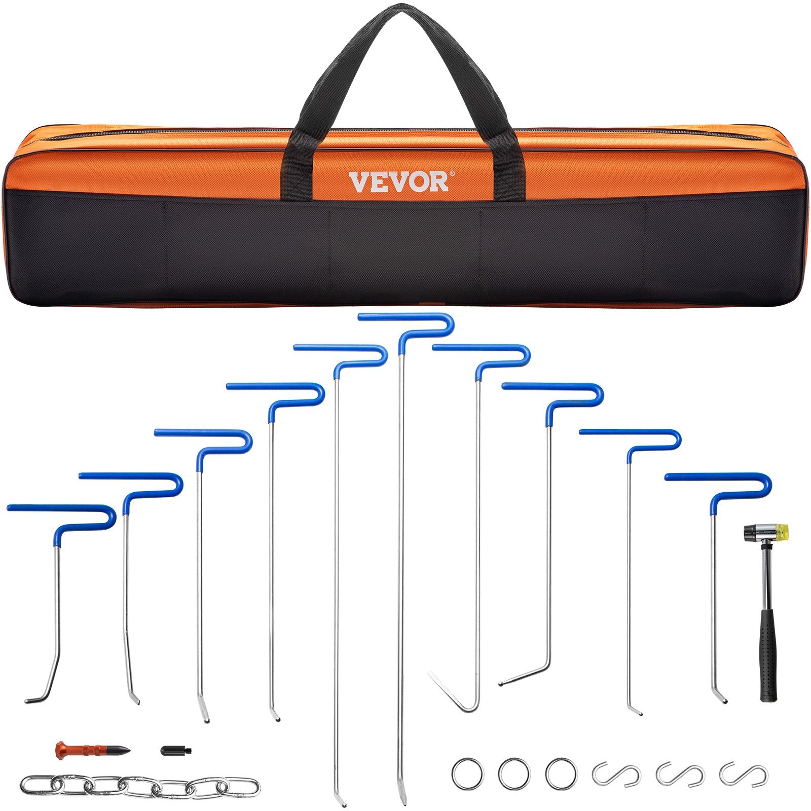 VEVOR Rods Dent Removal Kit, 20 Pcs Paintless Dent Repair Rods, Stainless Steel Dent Rods, Whale Tail Dent Repair Tools, Professional Hail Dent Removal Tool For Minor Dents, Door Dings And Hail Damage 