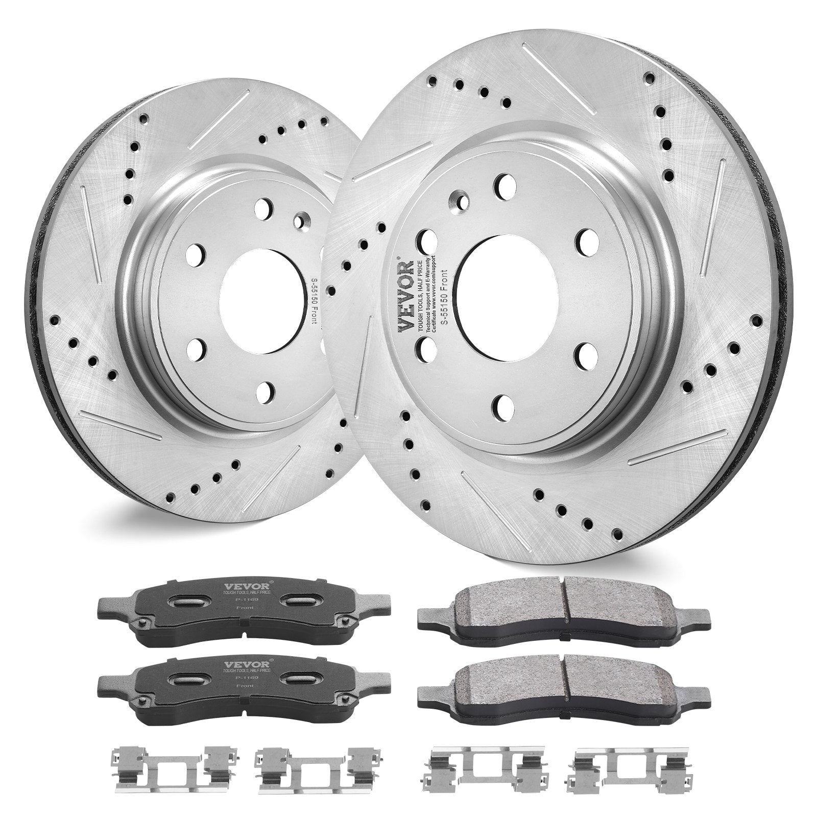 VEVOR Drilled Slotted Front Brake Rotors Pads Kit for Chevy Traverse GMC Acadia 