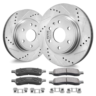 VEVOR Drilled Slotted Front Brake Rotors Pads Kit for Chevy Traverse GMC Acadia 