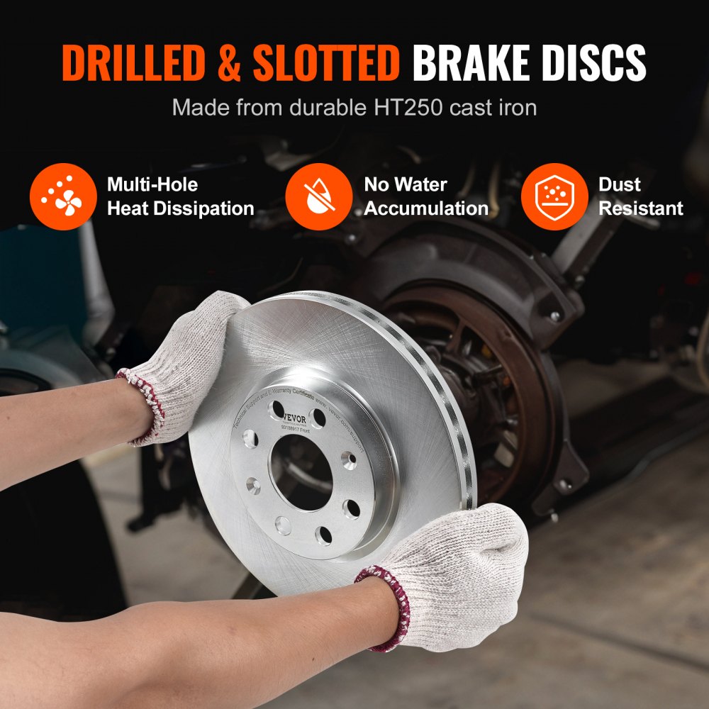 VEVOR Front Ceramic Brake Pads & Rotors Kit for Vauxhall Adam Corsa D Hatchback 