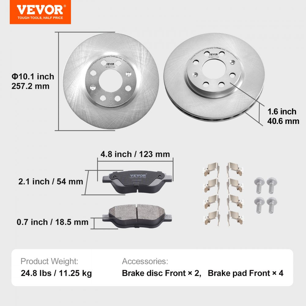VEVOR Front Ceramic Brake Pads & Rotors Kit for Vauxhall Adam Corsa D Hatchback 