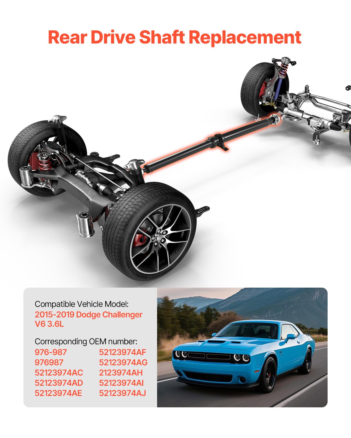 VEVOR Rear Prop Drive Shaft Compatible with 2015-2019 Dodge Challenger V6 3.6L 