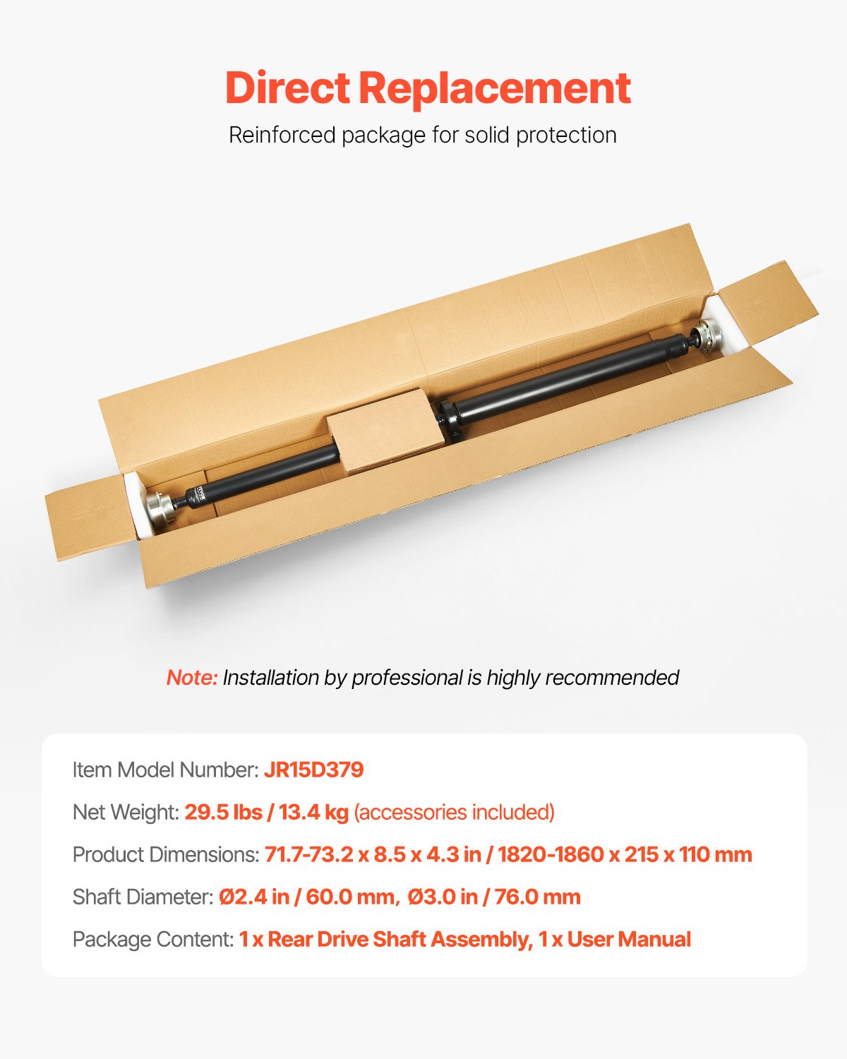 VEVOR Rear Prop Drive Shaft Compatible with 2015-2019 Dodge Challenger V6 3.6L 