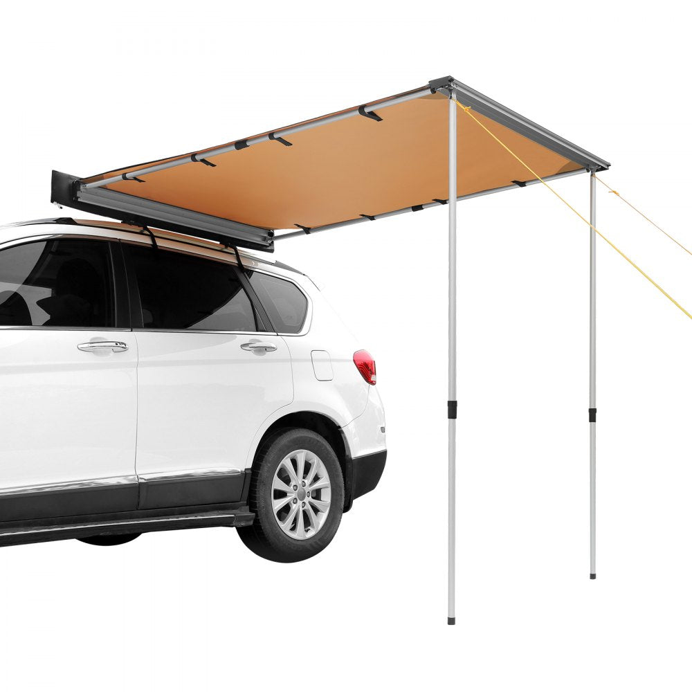 VEVOR Car Side Awning, Large 4.6'x6.6' Shade Coverage Vehicle Awning, PU3000mm UV50+ Retractable Car Awning with Waterproof Storage Bag, Suitable for Truck, SUV, Van, Campers 