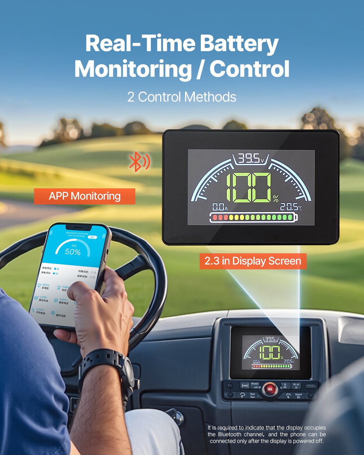 VEVOR 36V 105Ah Golf Cart Lithium Battery with LCD Monitor and 4000+ Cycles 