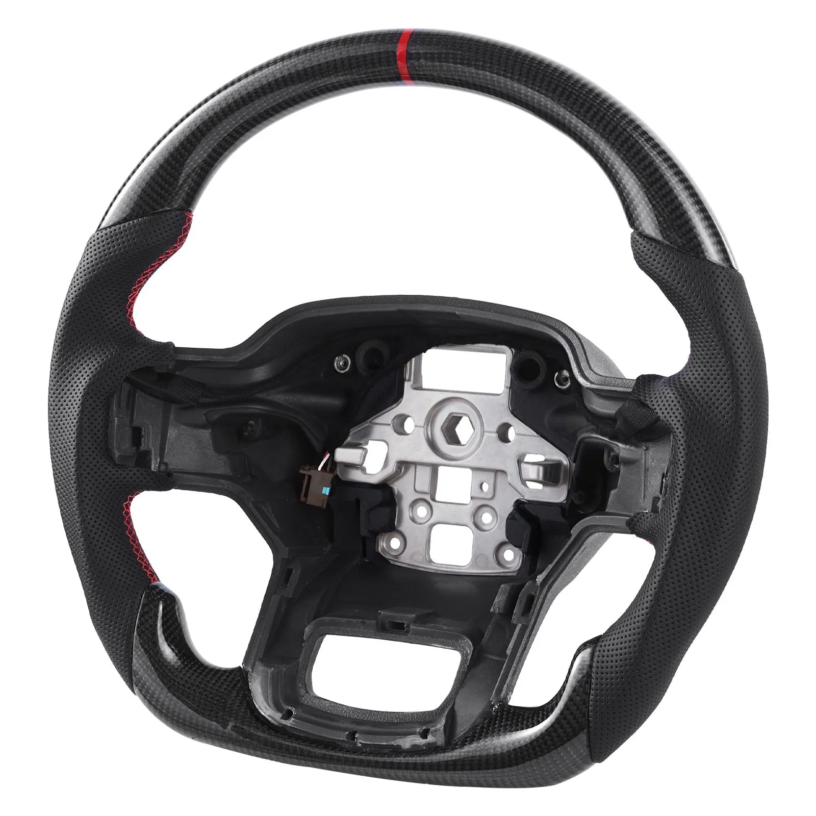 VEVOR Steering Wheel for 2021-2024 Ford F150, Carbon Fiber Steering Wheel D-Shaped Flat-Bottom with Heating Function, Leather Grip with Non-Slip Texture, Accessories Replacement for Ford F150, Black 