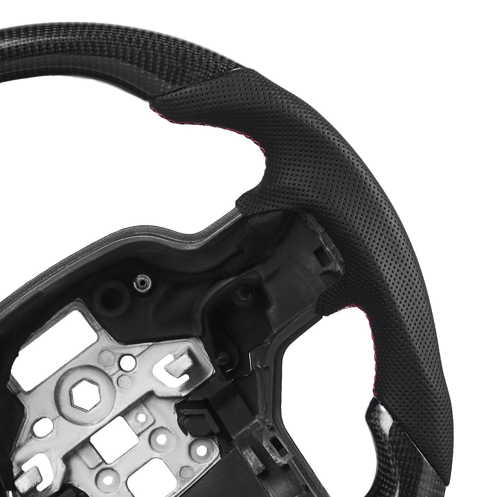 VEVOR Steering Wheel for 2021-2024 Ford F150, Carbon Fiber Steering Wheel D-Shaped Flat-Bottom with Heating Function, Leather Grip with Non-Slip Texture, Accessories Replacement for Ford F150, Black 