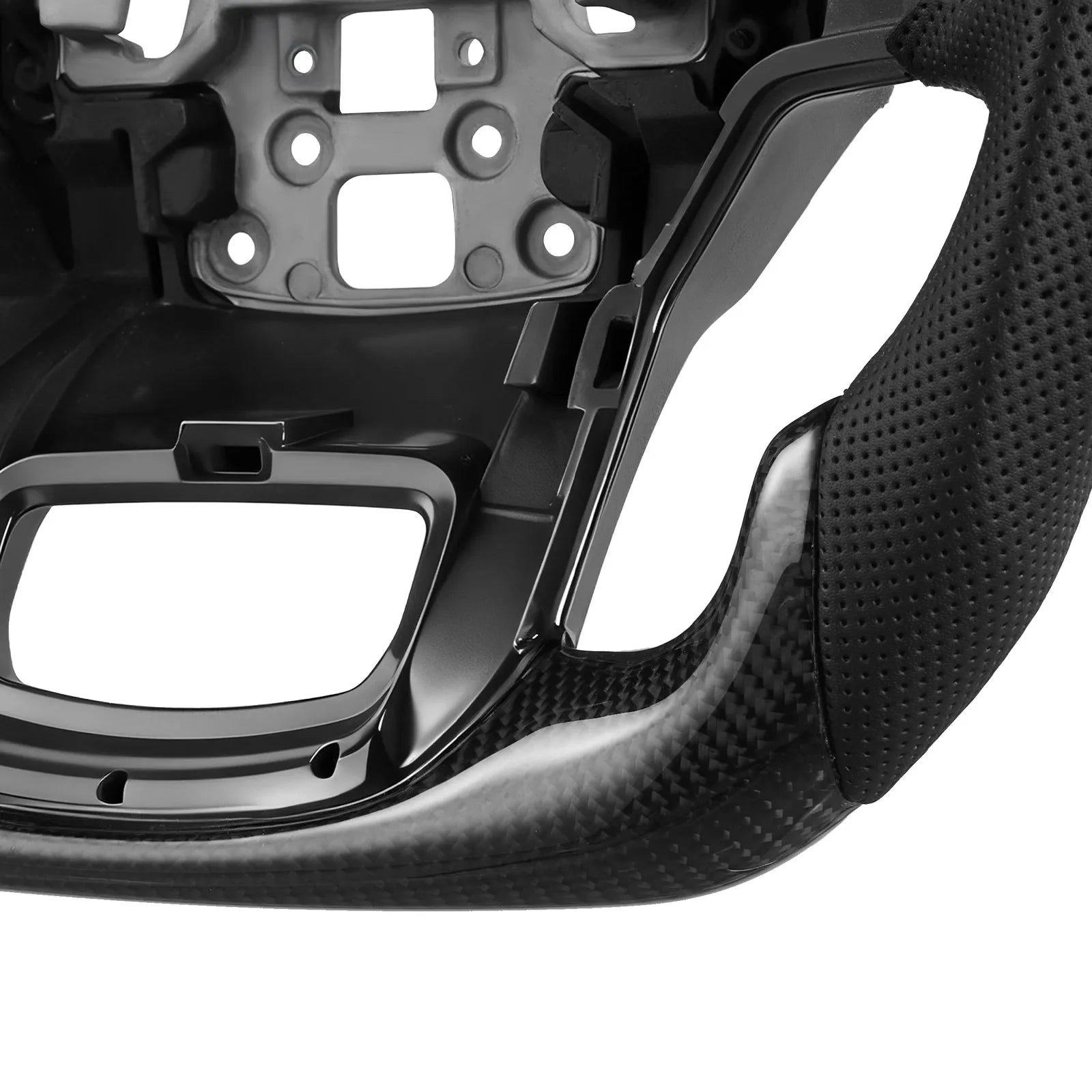 VEVOR Steering Wheel for 2021-2024 Ford F150, Carbon Fiber Steering Wheel D-Shaped Flat-Bottom, Leather Grip with Non-Slip Texture & Precise Stitching, Accessories Replacement for Ford F150, Black 