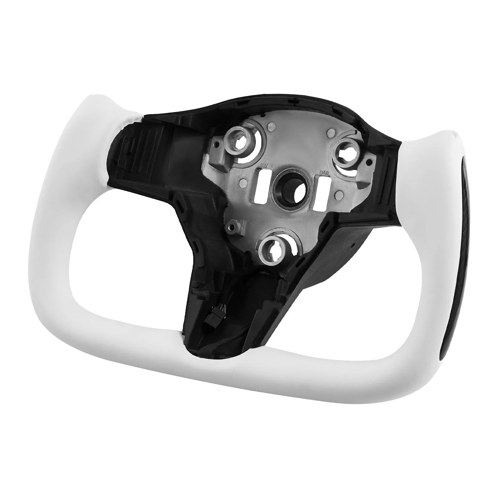 VEVOR Steering Wheel for 2016-2023 Tesla Model 3, Carbon Fiber Steering Wheel D-Shaped Flat-Bottom with Heating Function, Leather Grip with Non-Slip Texture, Accessories Replacement for Model 3, White 