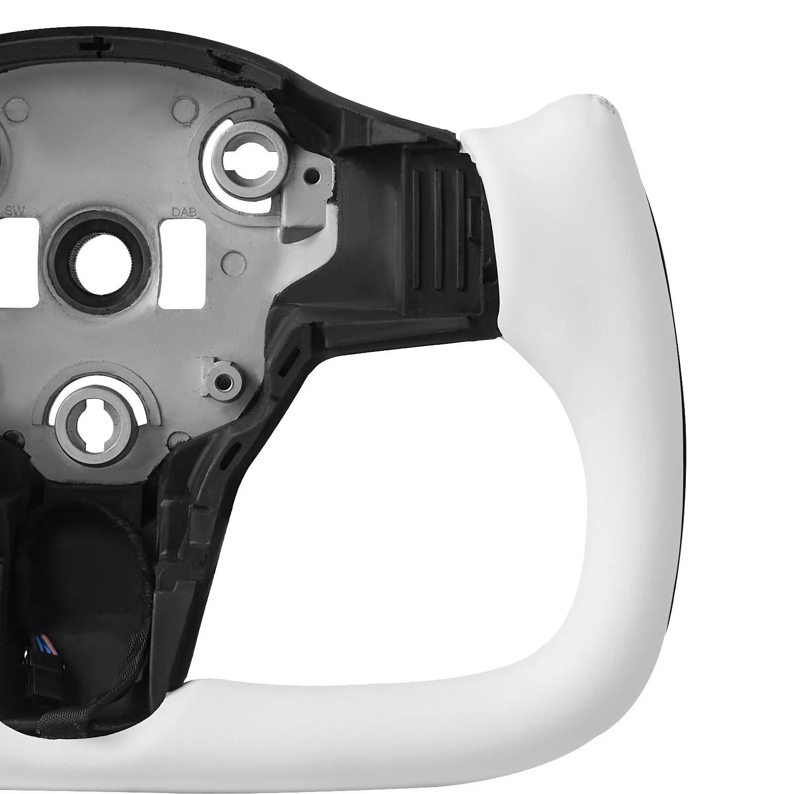 VEVOR Steering Wheel for 2016-2023 Tesla Model 3, Carbon Fiber Steering Wheel D-Shaped Flat-Bottom with Heating Function, Leather Grip with Non-Slip Texture, Accessories Replacement for Model 3, White 