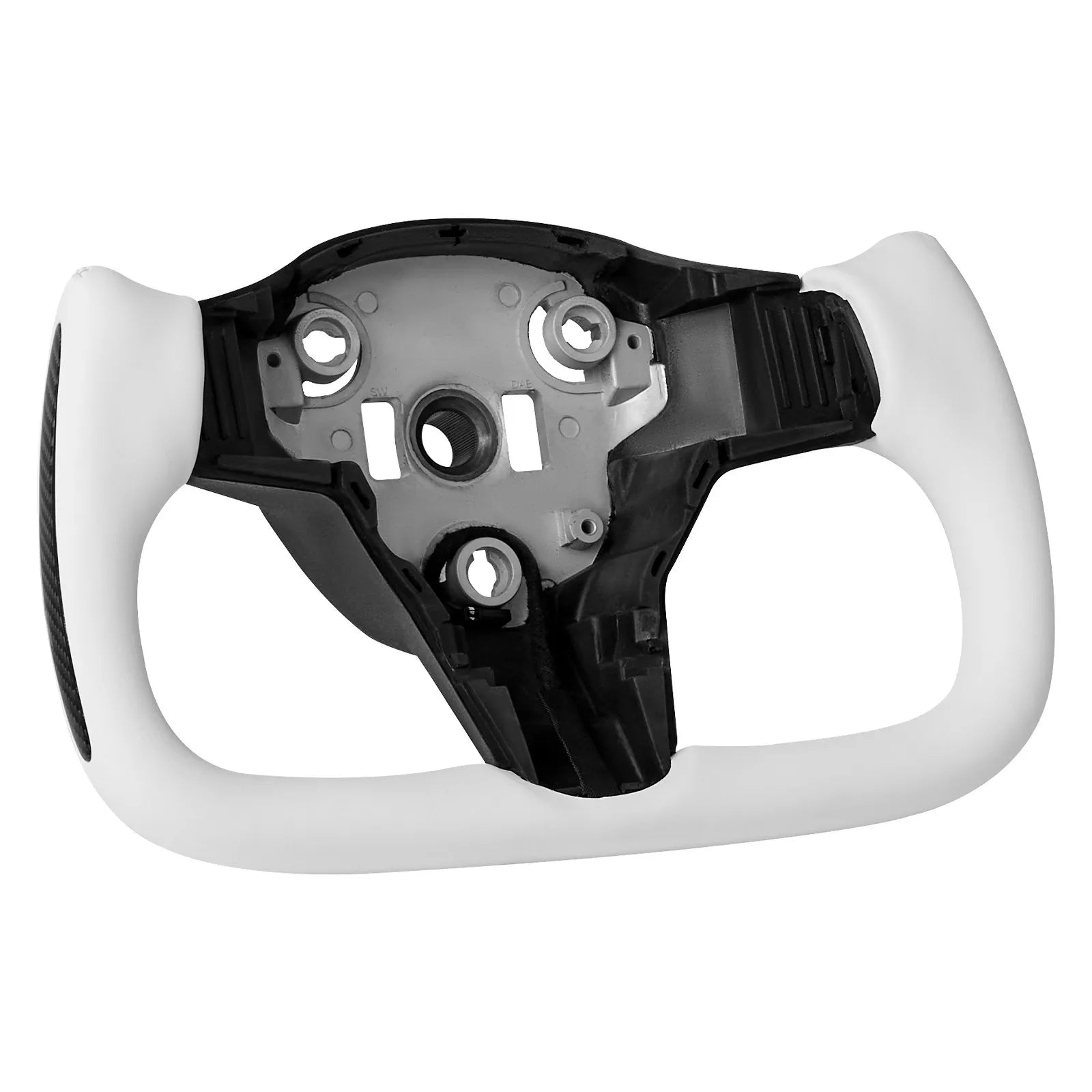 VEVOR Steering Wheel for 2016-2023 Tesla Model 3, Carbon Fiber Steering Wheel D-Shaped Flat-Bottom with Heating Function, Leather Grip with Non-Slip Texture, Accessories Replacement for Model 3, White 