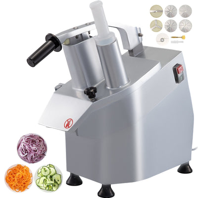 VEVOR 110V Commercial Fruit and Vegetable Cutter Slicer Machine 550W Multi-Functional Food Processor with Detachable 5-Blades Perfect for Cucumber Onion Carrot Slicing Shredding Dicing 