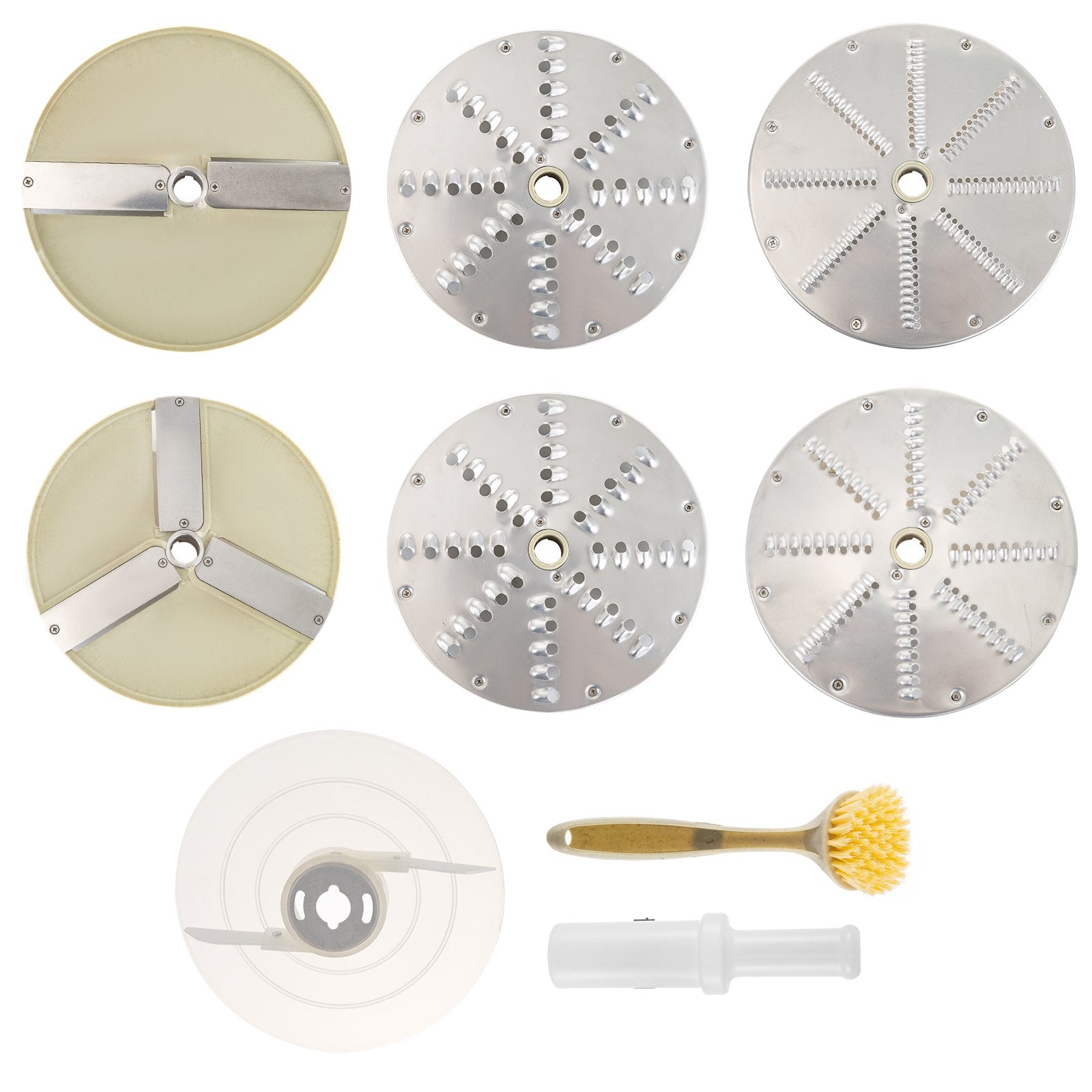 VEVOR 110V Commercial Fruit and Vegetable Cutter Slicer Machine 550W Multi-Functional Food Processor with Detachable 5-Blades Perfect for Cucumber Onion Carrot Slicing Shredding Dicing 