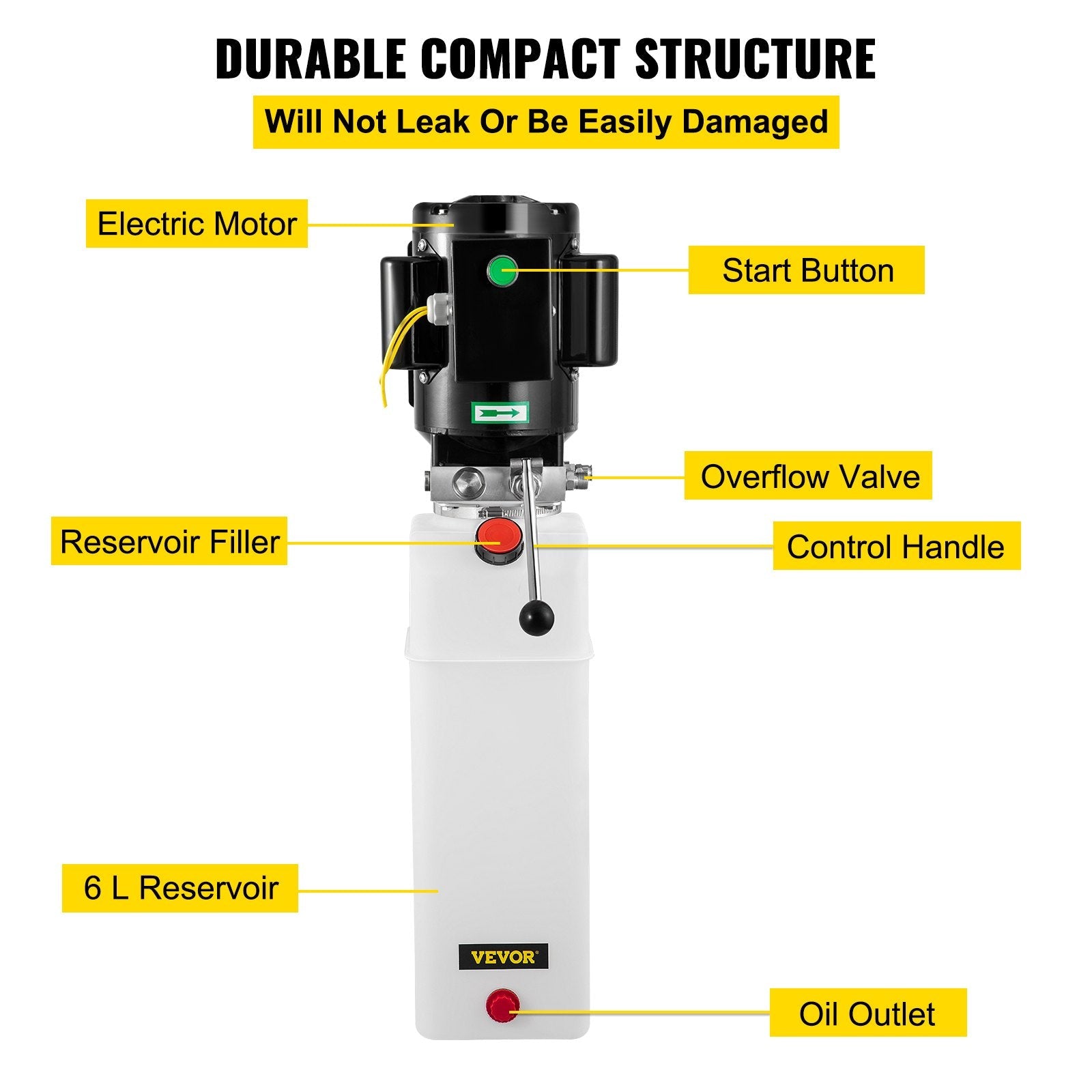 VEVOR 2.2KW Car Plastic Lift Hydraulic Power Unit 6L Hydraulic Power Pack 220V 3HP 50HZ 2750 PSI for Two and Four Post Lift Auto Hoist Car Lift 