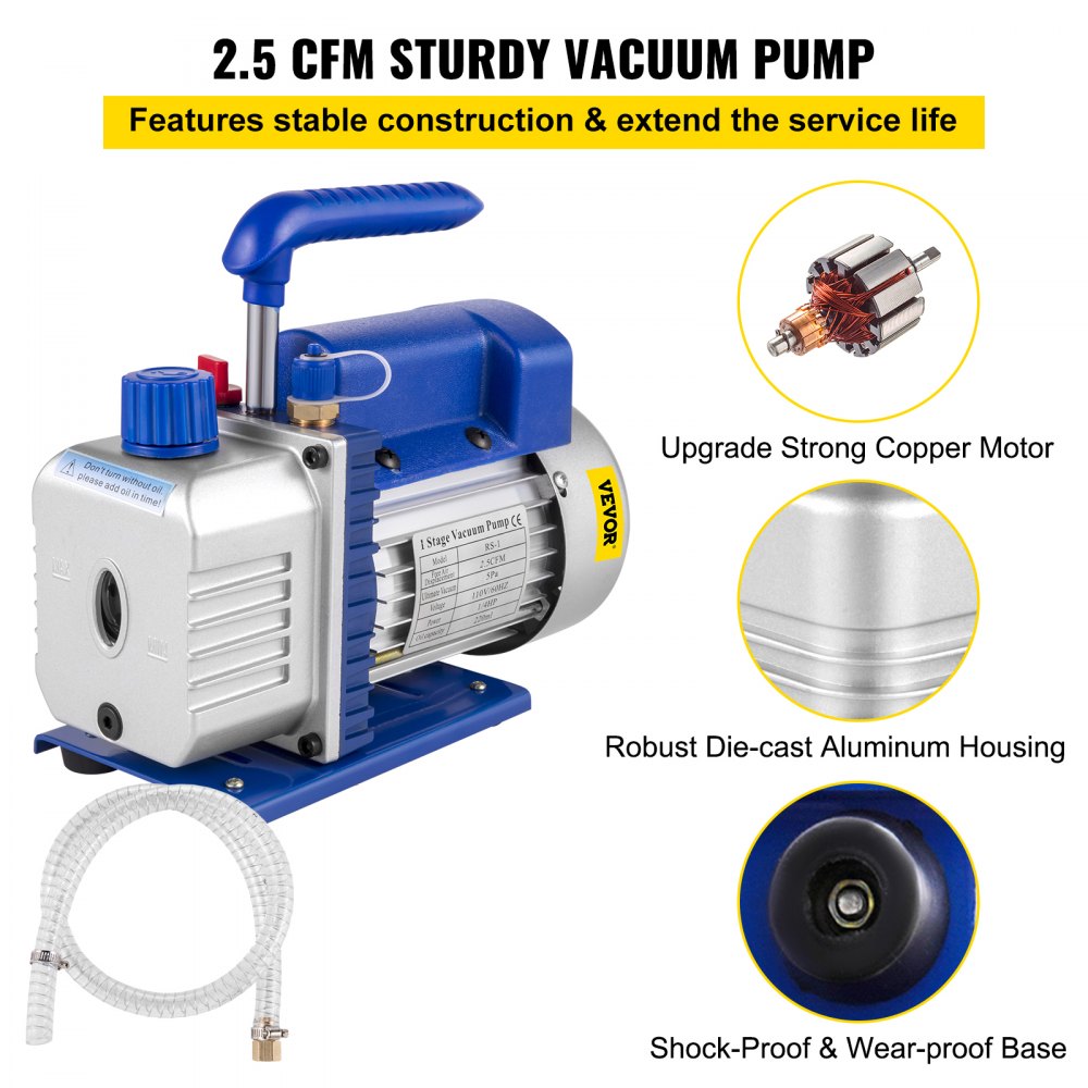 2.5cfm Vacuum Pump 1.5 Gallon Vacuum Chamber 0.5pa Tool Degassing Silicone 