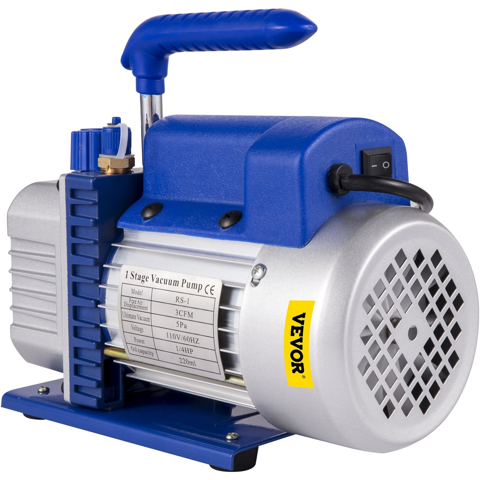 VEVOR 3 CFM Vacuum Pump 1/4 HP with 3 Gallon Stainless Steel Vacuum Degassing Chamber Kit Air Vacuum Pump HVAC Refrigeration Tool 