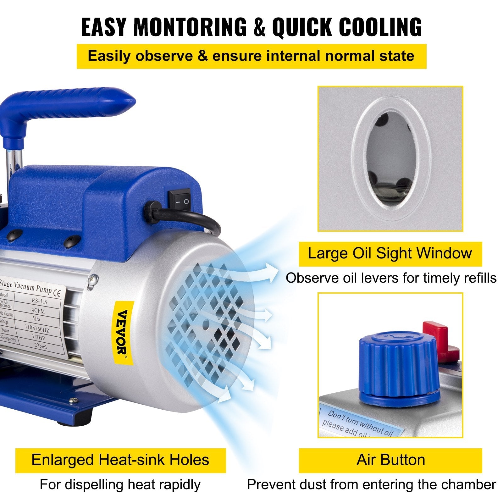 VEVOR Vacuum Pump 2 Gallon Vacuum Chamber Silicone Expoxy Degassing with 4CFM 1/3HP Single Stage Vacuum Pump 