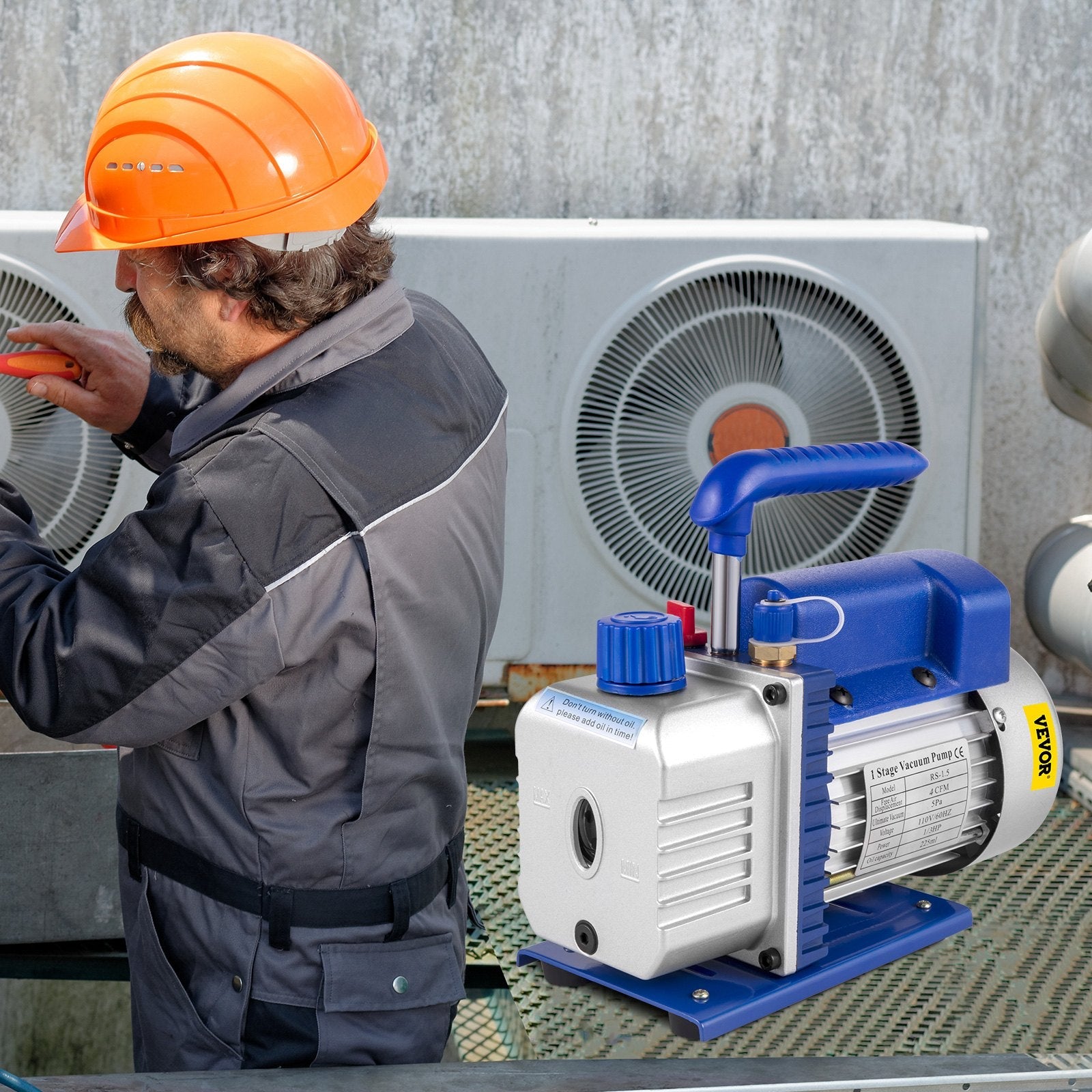 VEVOR Vacuum Pump 2 Gallon Vacuum Chamber Silicone Expoxy Degassing with 4CFM 1/3HP Single Stage Vacuum Pump 