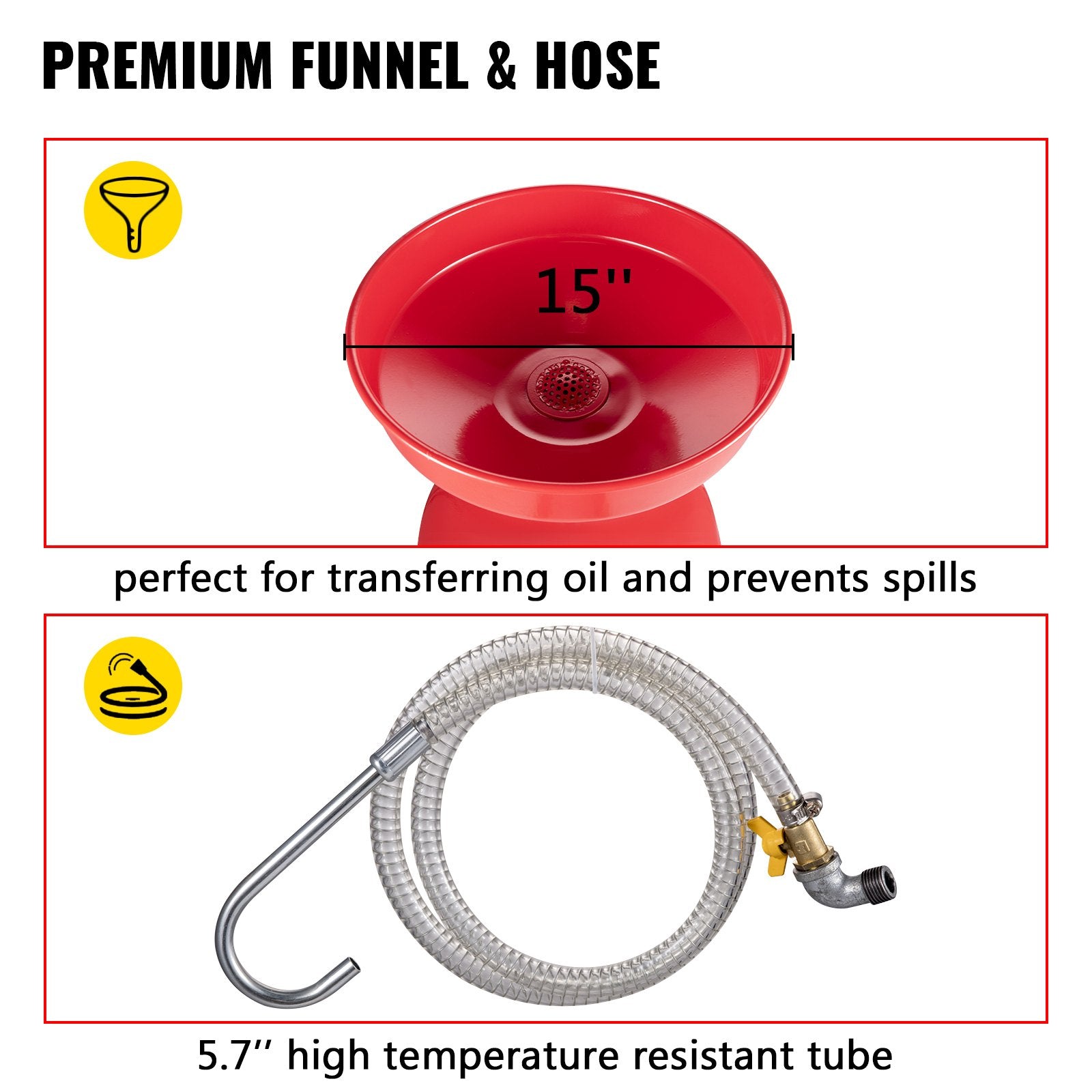 VEVOR Waste Oil Drain Tank 20 Gallon Portable Oil Drain Air Operated Drainer Oil Change, Oil Drain Container, Fluid Fuel Transfer Drainage Adjustable Funnel Height, with Pressure Regulating Valve 