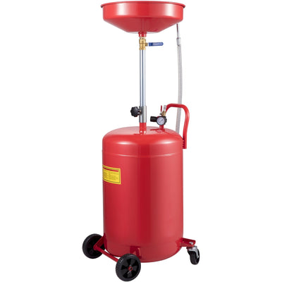 VEVOR Waste Oil Drain Tank 20 Gallon Portable Oil Drain Air Operated Drainer Oil Change, Oil Drain Container, Fluid Fuel Transfer Drainage Adjustable Funnel Height, with Pressure Regulating Valve 