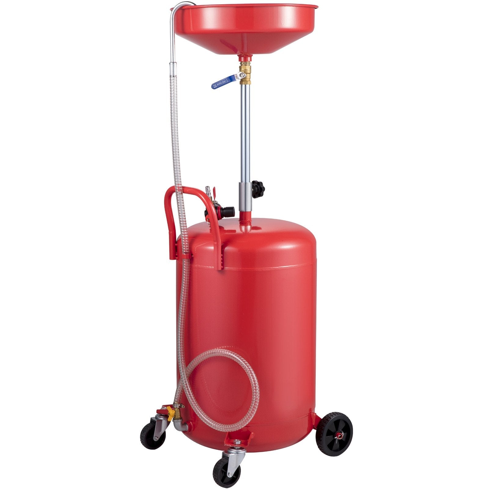 VEVOR Waste Oil Drain Tank 20 Gallon Portable Oil Drain Air Operated Drainer Oil Change, Oil Drain Container, Fluid Fuel Transfer Drainage Adjustable Funnel Height, with Pressure Regulating Valve 