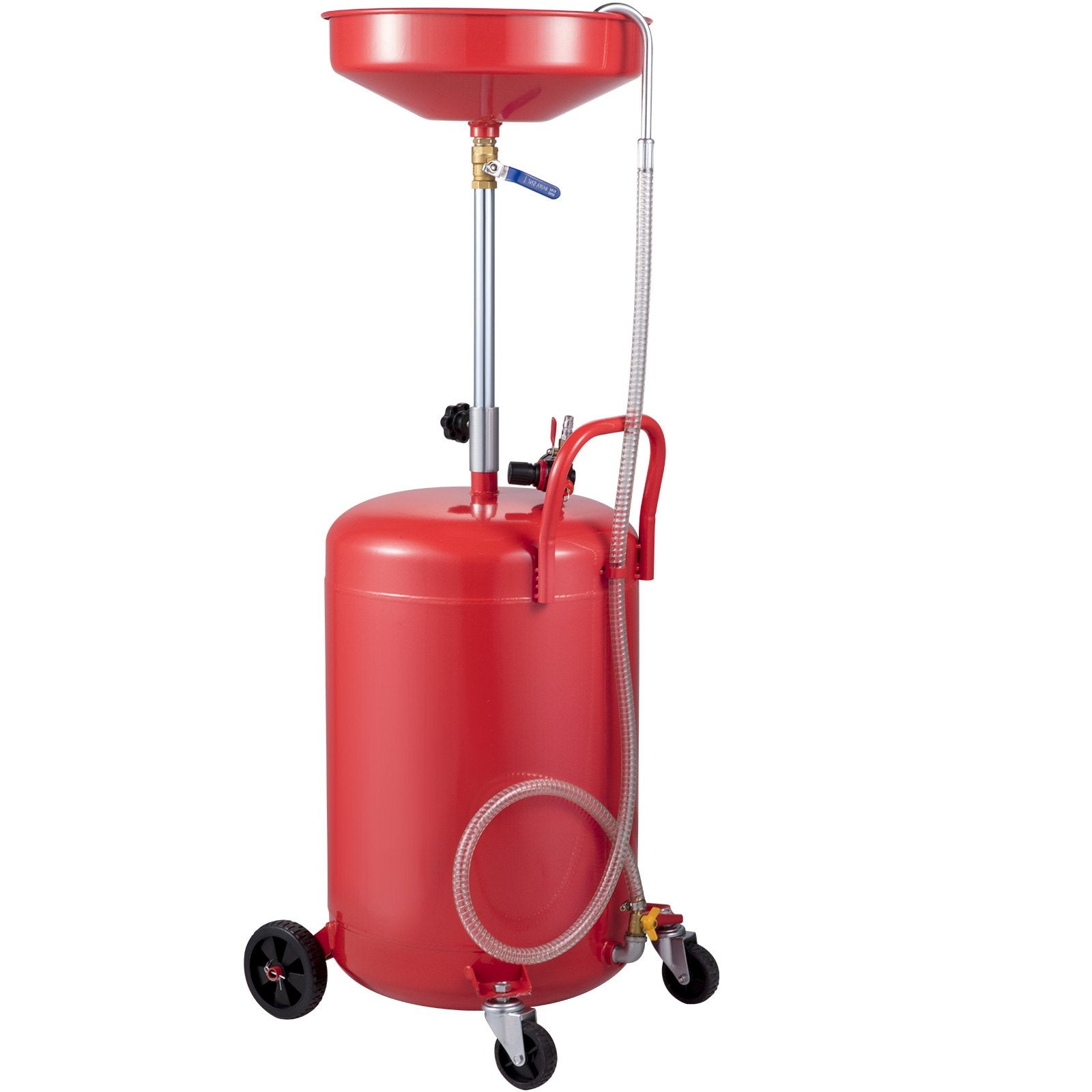 VEVOR Waste Oil Drain Tank 20 Gallon Portable Oil Drain Air Operated Drainer Oil Change, Oil Drain Container, Fluid Fuel Transfer Drainage Adjustable Funnel Height, with Pressure Regulating Valve 