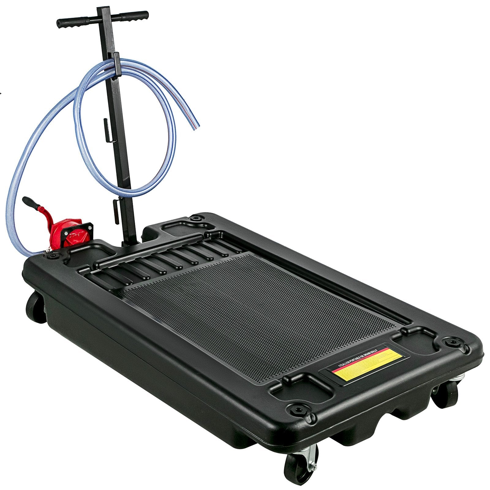 Vevor Low Profile Oil Drain Pan 17 Gallon Foldable Highly Durable & 8' Hose 