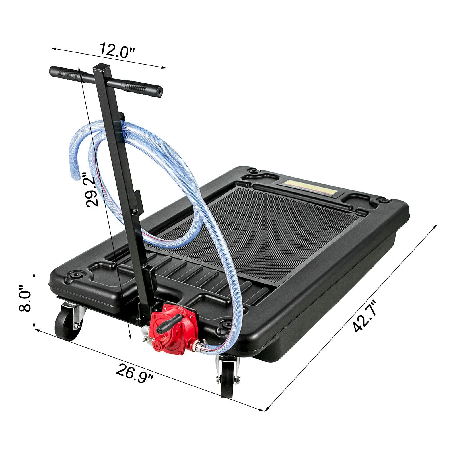 Vevor Low Profile Oil Drain Pan 17 Gallon Foldable Highly Durable & 8' Hose 