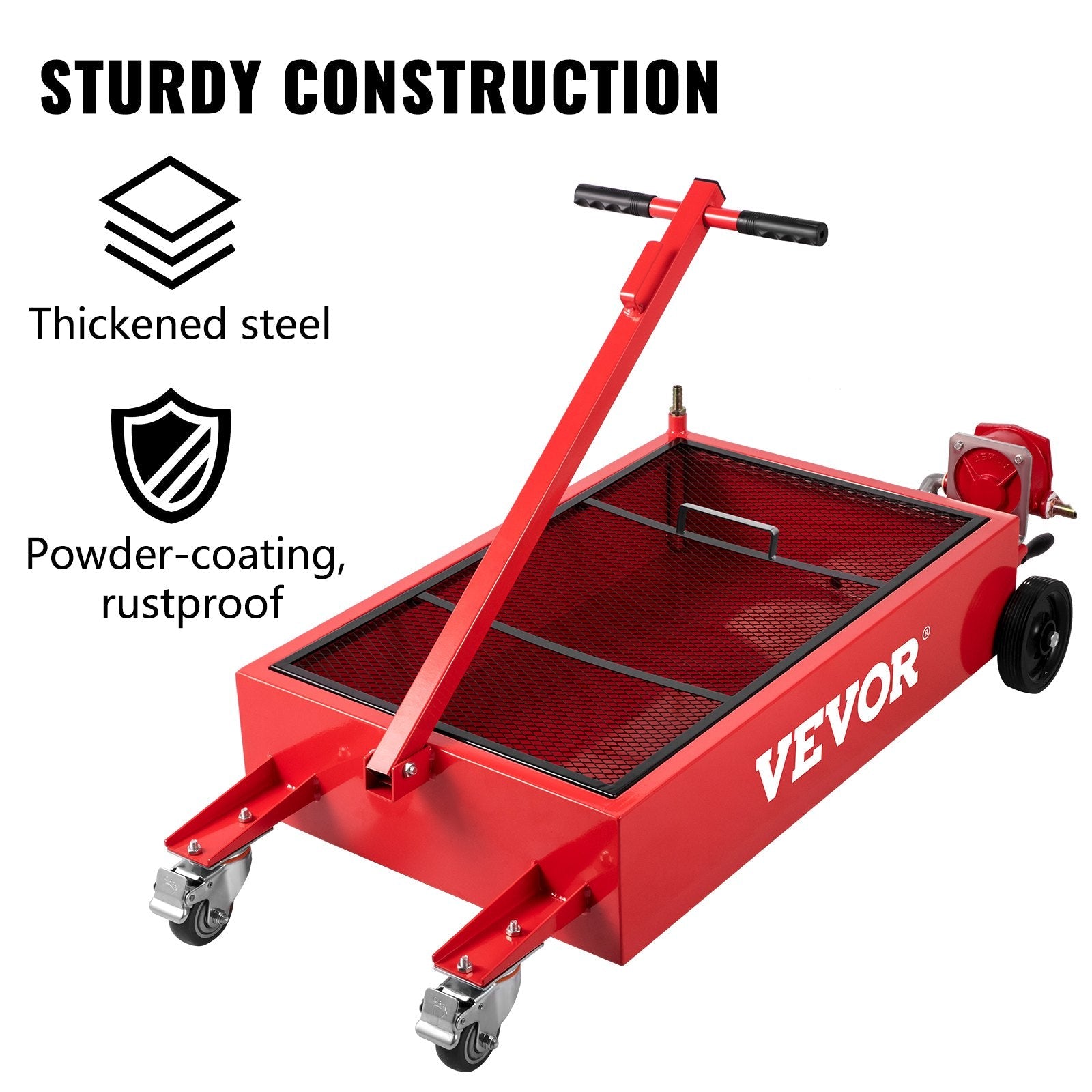 VEVOR Oil Drain Pan 20 Gallon Oil Drain Tank, 76L Low Profile Oil Drain Pan, Large Capacity Oil Change Pan, Foldable Hand, with Pump, Hose, Swivel Casters Wheels for Car, SUV, Trucks Oil Draining 