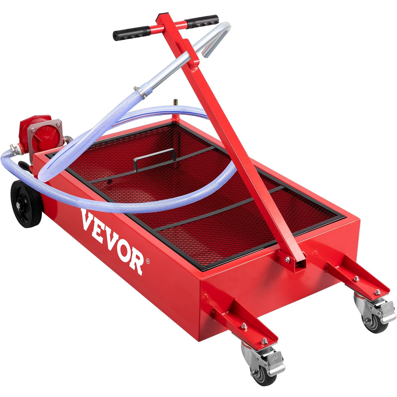 VEVOR Oil Drain Pan 20 Gallon Oil Drain Tank, 76L Low Profile Oil Drain Pan, Large Capacity Oil Change Pan, Foldable Hand, with Pump, Hose, Swivel Casters Wheels for Car, SUV, Trucks Oil Draining 