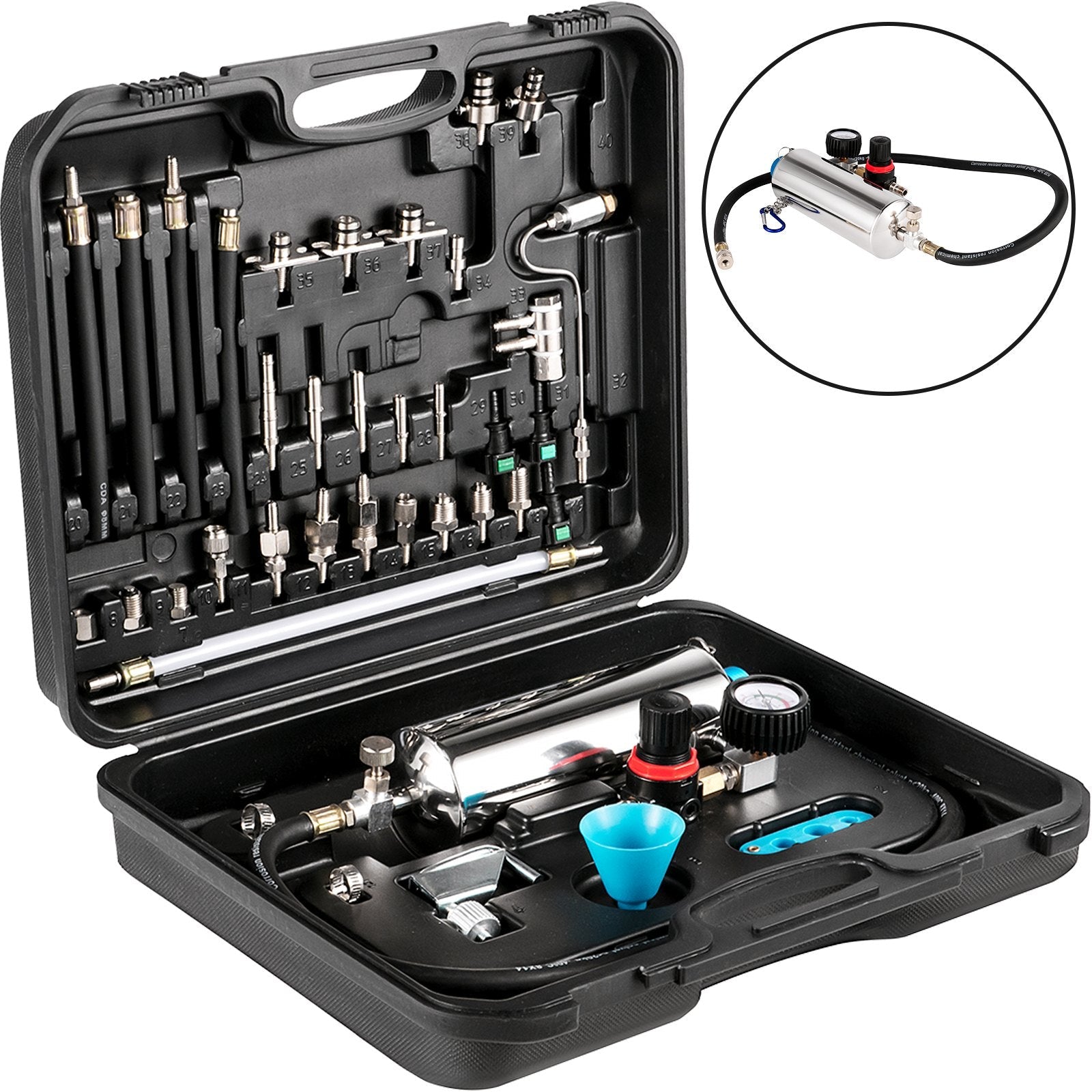 VEVOR Auto Non-Dismantle Fuel System Injector Cleaner, for Petrol EFI Throttle, Cleaning Kits for the Power Supply, Excellent Valves, Tester Supply System, 0-140 PSI 