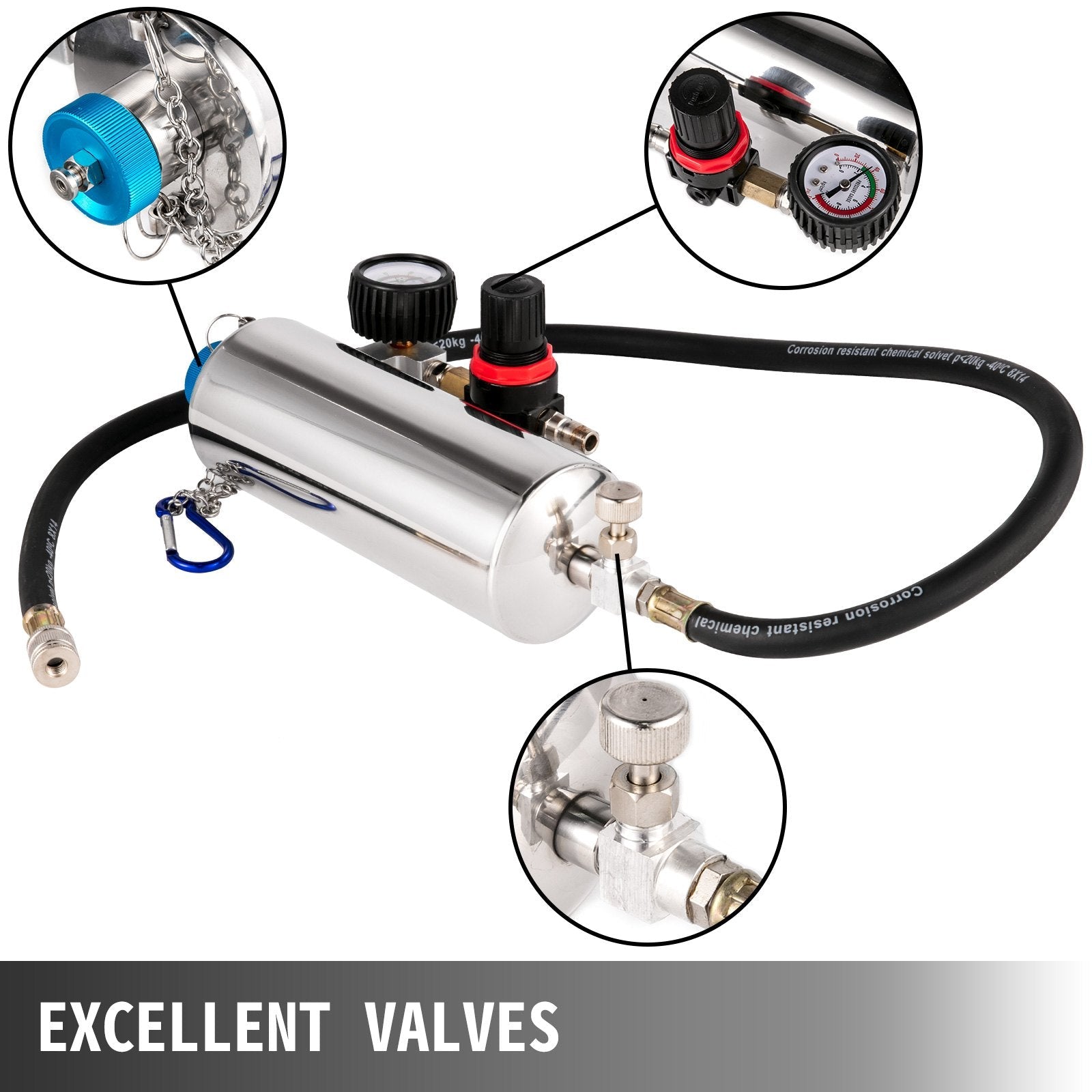 VEVOR Auto Non-Dismantle Fuel System Injector Cleaner, for Petrol EFI Throttle, Cleaning Kits for the Power Supply, Excellent Valves, Tester Supply System, 0-140 PSI 
