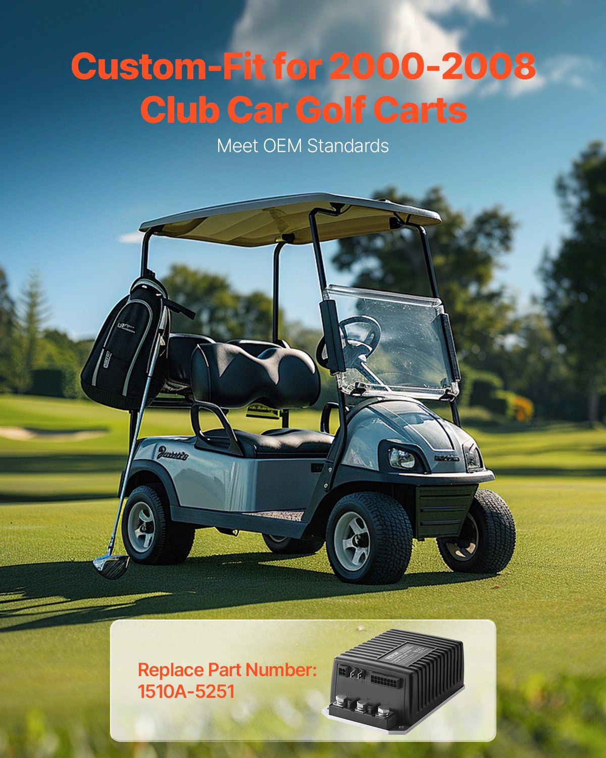 VEVOR Golf Cart Controller 48V 250A Speed Controller for Club Car 1510A-5251 