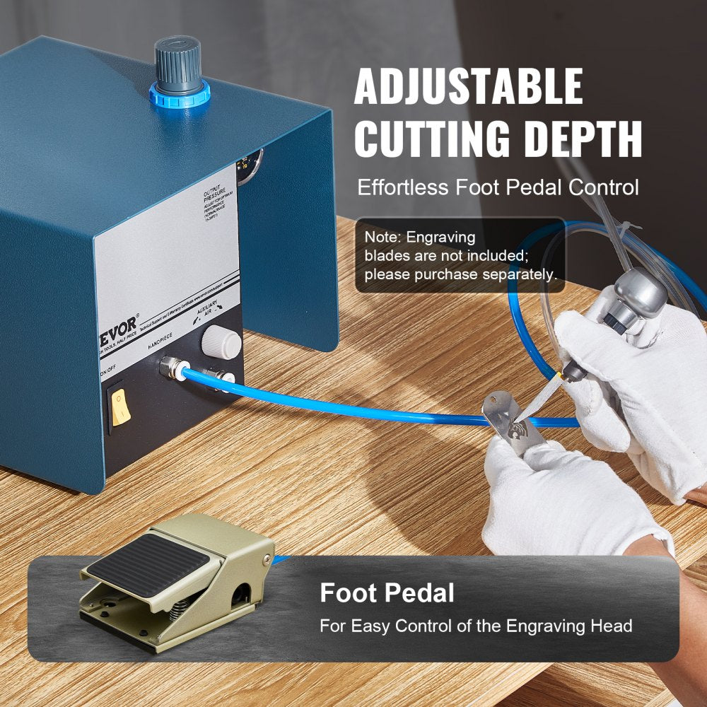 VEVOR Pneumatic Engraver 28000 RPM 80W Single Ended Pneumatic Engraving Machine 