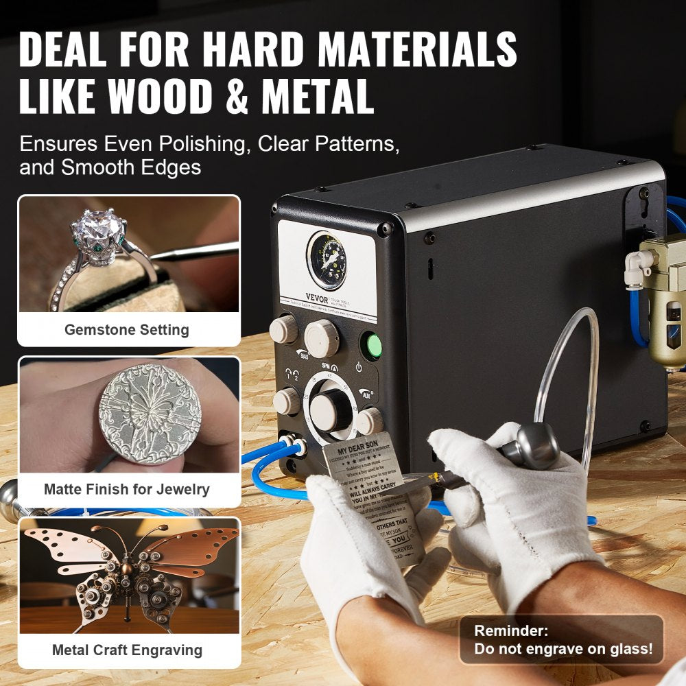 VEVOR Pneumatic Engraver 1200-6000 RPM Double Ended Pneumatic Engraving Machine 
