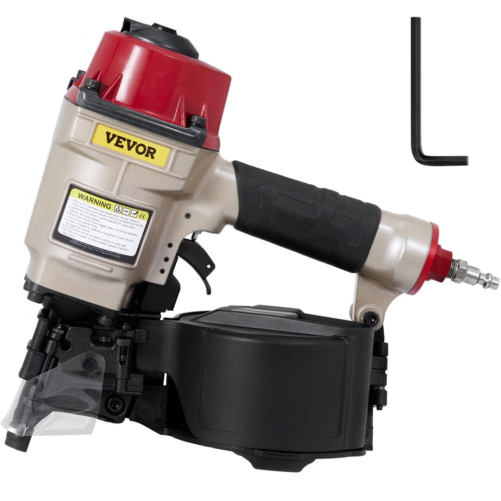 VEVOR Roofing Nail Gun CN55, Professional Coil Nailer from 1-Inch up to 2-1/4-Inch, Siding Nailer with Adjustable PC Magazine Coil Siding Nailer 15 Degree for Driving Roofing Nails Fast and Hard 
