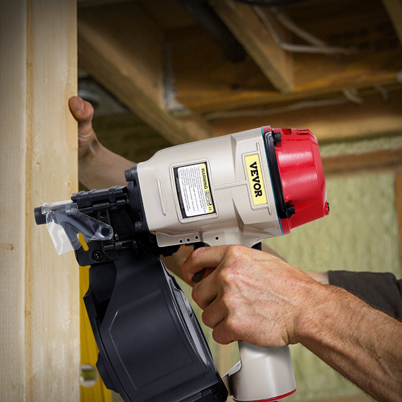 VEVOR Roofing Nail Gun CN70, Professional Coil Nailer from 1-3/4-Inch up to 2-3/4-Inch, Siding Nailer with Adjustable PC Magazine Coil Siding Nailer 15 Degree for Driving Roofing Nails Fast and Hard 