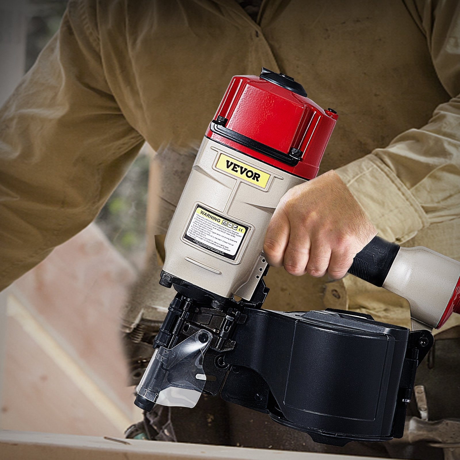 VEVOR Roofing Nail Gun CN80, Professional Coil Nailer from 2-Inch up to 3-1/4-Inch, Siding Nailer with Adjustable PC Magazine Coil Siding Nailer 15 Degree for Driving Roofing Nails Fast and Hard 